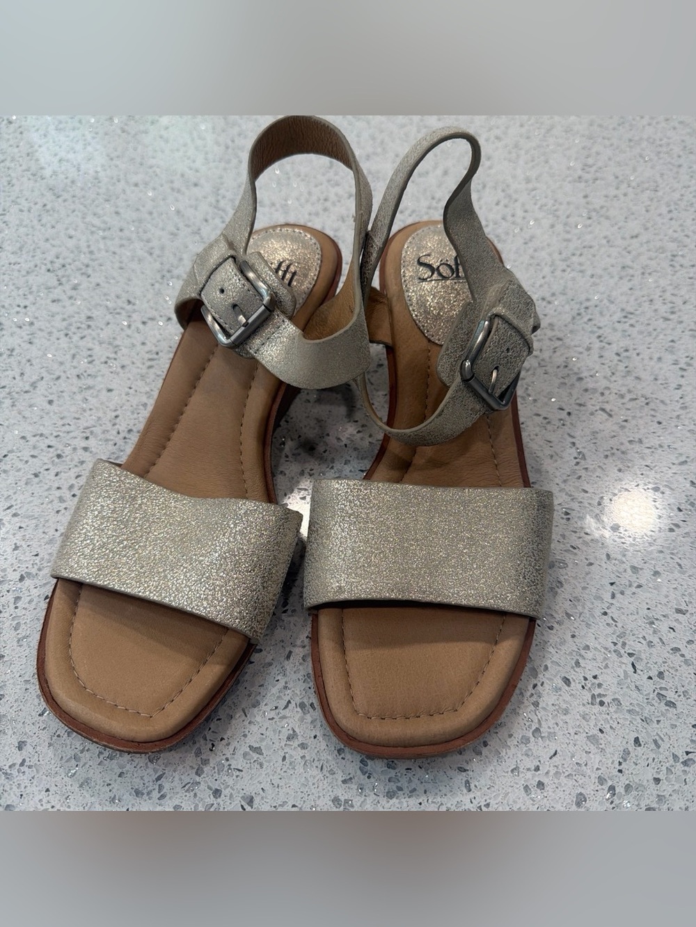 Sofft Metallic Silver Strap Sandals